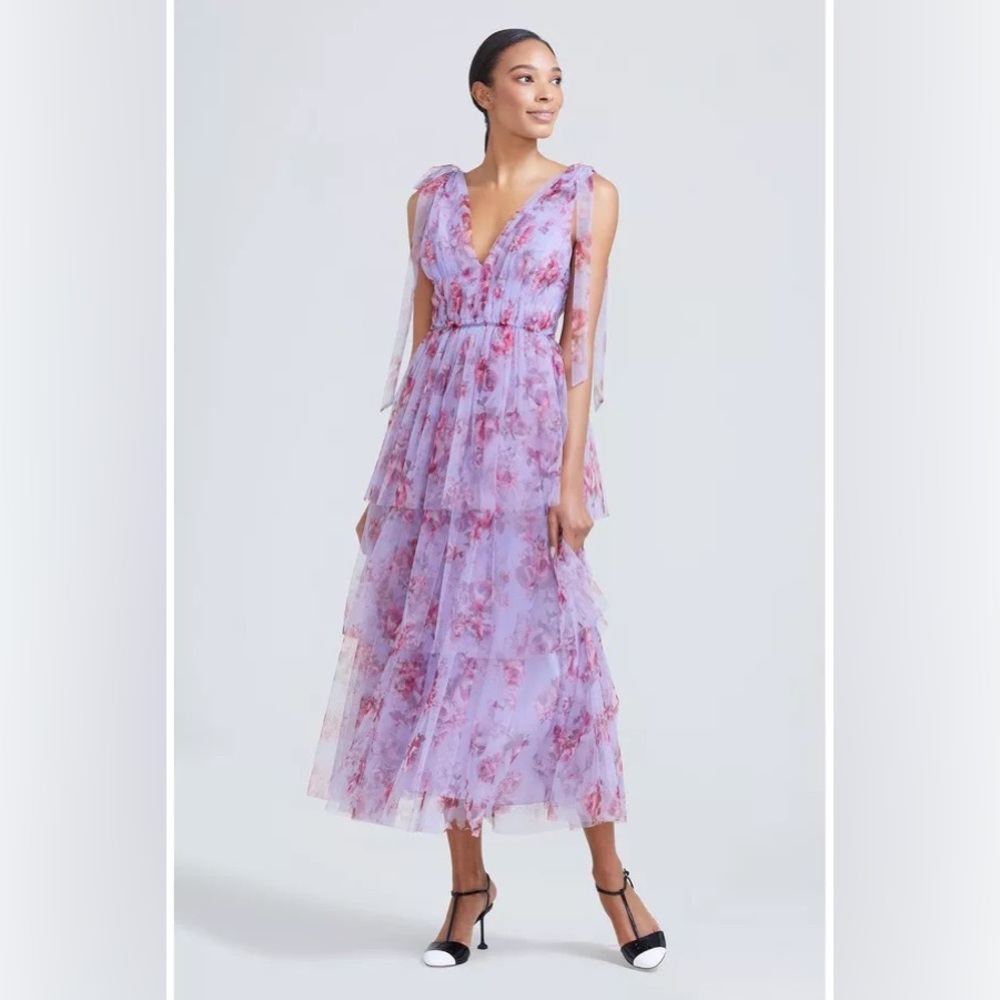 Lela Rose tiered tulle dress in lavender. Size 6. Worn once !